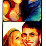 Young Couple in a Photobooth, 30" x 7", Watercolor/Paper, © Nancy Pochis Bank
