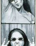 Artist in a Photobooth, 30" x 7", Watercolor/Paper, © Nancy Pochis Bank