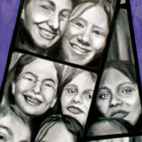 Core Four in a Photobooth, Oil/Canvas, © Nancy Pochis Bank