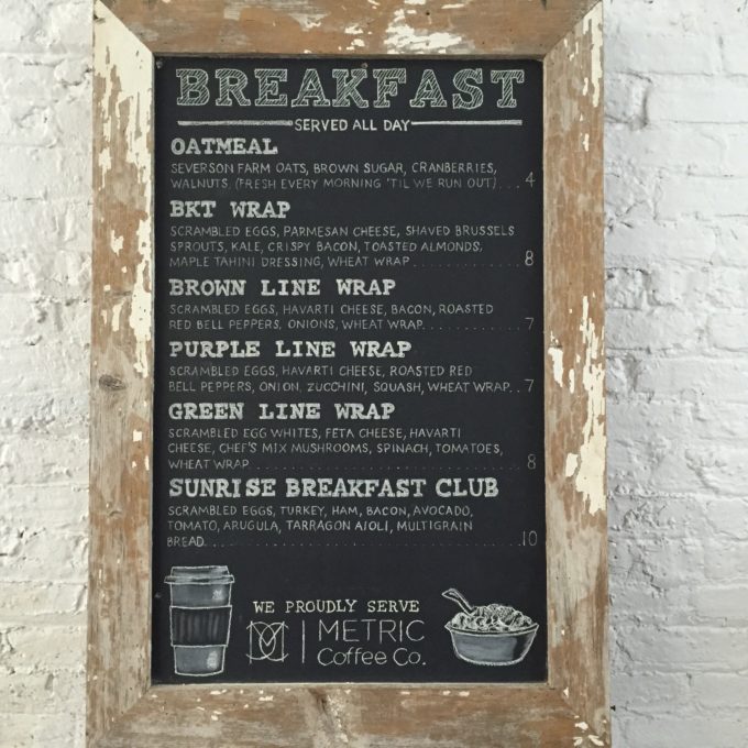 Chalboard menu