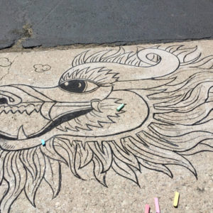 Outline of Dragon Head on Pavement