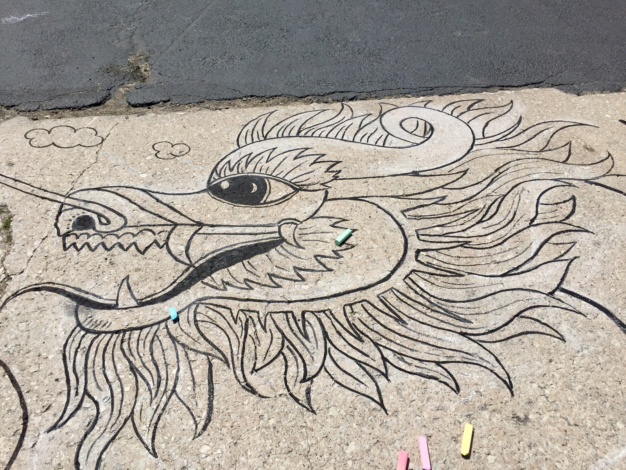 Outline of Dragon Head on Pavement