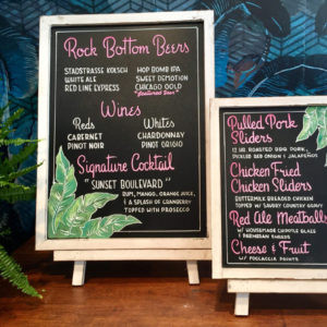 Beverly Hills themed chalkboard menus