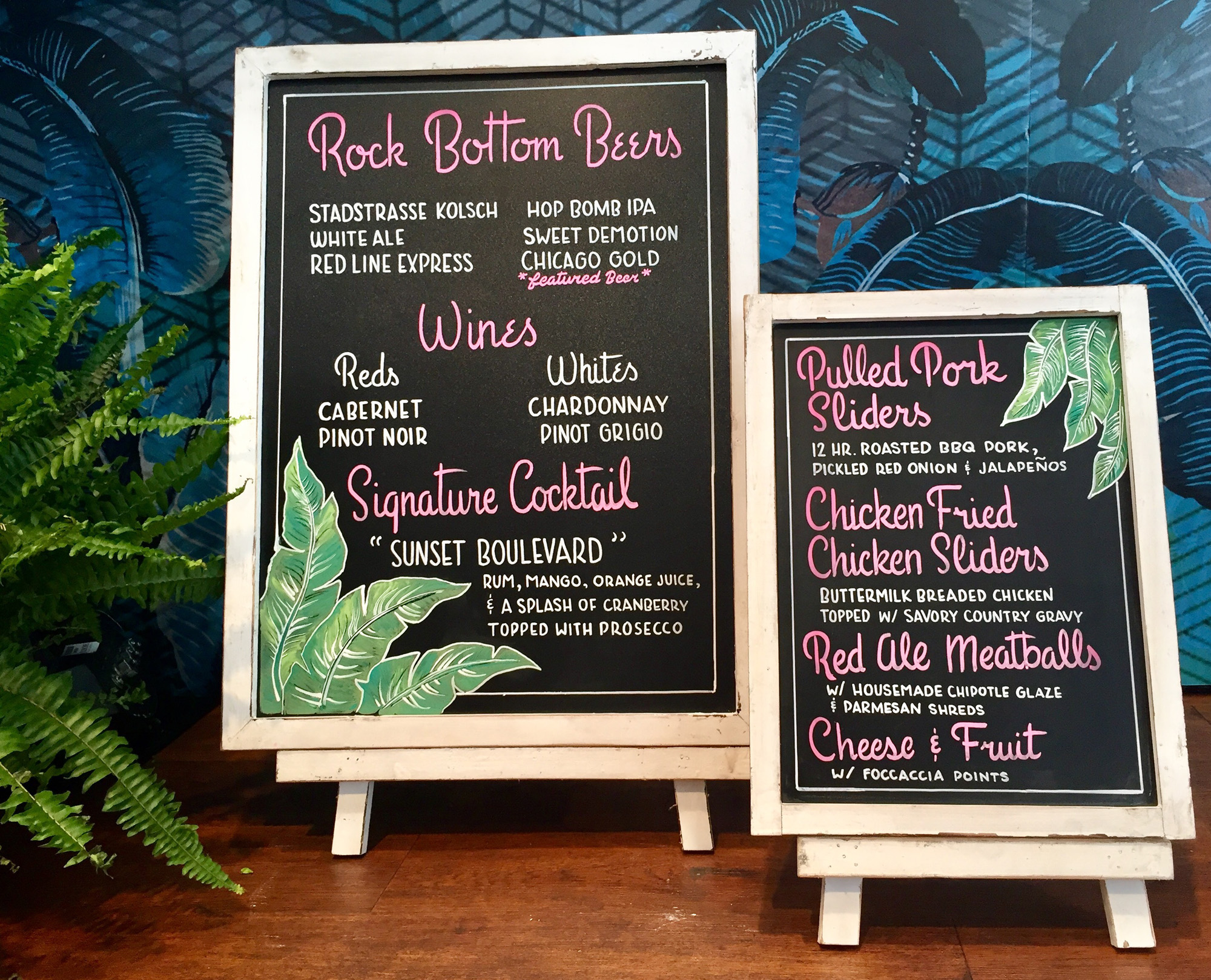 Beverly Hills themed chalkboard menus