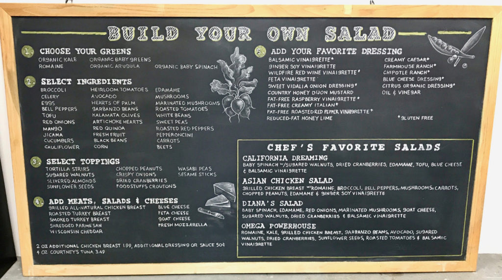 Chalkboard menu "Build Your Own Salad" 