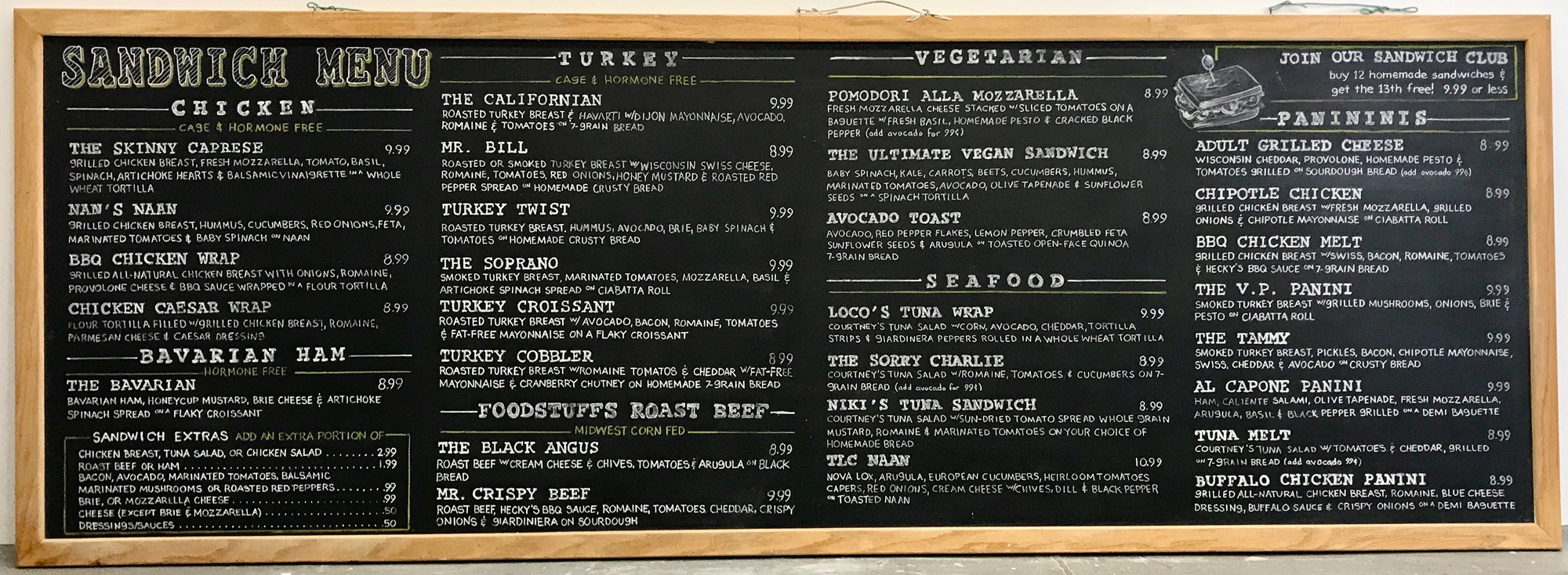 Chalkboard Menus for Foodstuffs