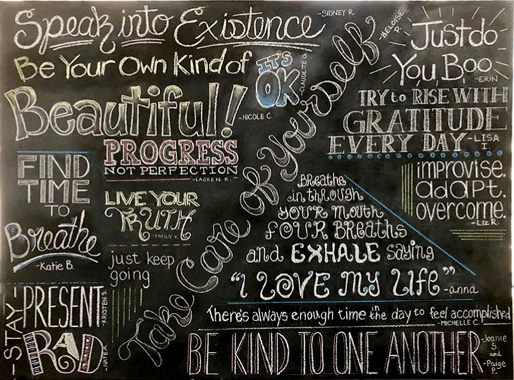 Live chalk art notes of "morning mantras" for Leo Burnett